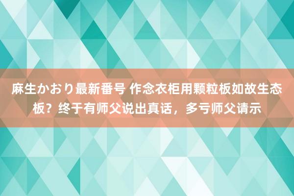 麻生かおり最新番号 作念衣柜用颗粒板如故生态板？终于有师父说出真话，多亏师父请示