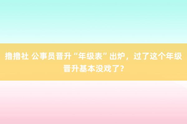 撸撸社 公事员晋升“年级表”出炉，过了这个年级晋升基本没戏了？