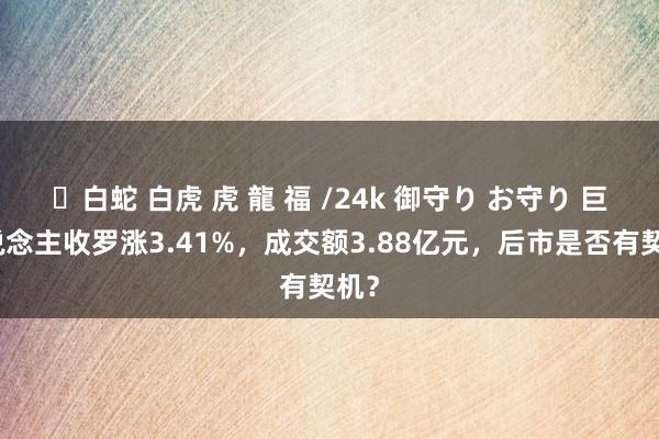 ✨白蛇 白虎 虎 龍 福 /24k 御守り お守り 巨东说念主收罗涨3.41%，成交额3.88亿元，后市是否有契机？