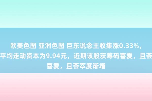 欧美色图 亚洲色图 巨东说念主收集涨0.33%，该股筹码平均走动资本为9.94元，近期该股获筹码喜爱，且荟萃度渐增