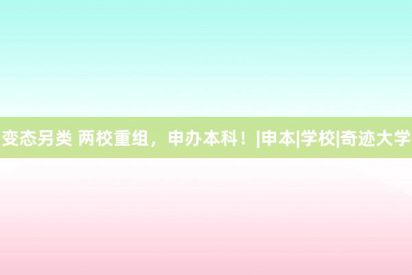 变态另类 两校重组，申办本科！|申本|学校|奇迹大学