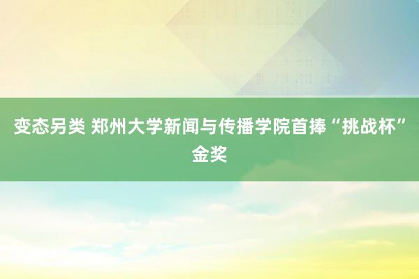 变态另类 郑州大学新闻与传播学院首捧“挑战杯”金奖